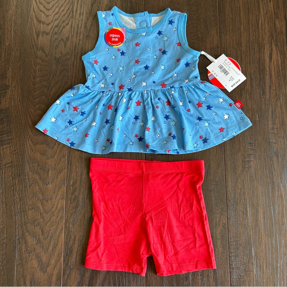 Magnetic Me Red White Bluetiful Modal Magnetic Sleeveless Top & Shorts Set